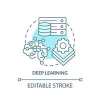 Deep learning turquoise concept icon. Excessive amount of data. Machine learning abstract idea thin line illustration. Isolated outline drawing. Editable stroke. vector