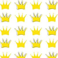 Doodle seamless pattern with hand drawn crown. Flat outline isolated drawing. Nursery simple textile print. vector