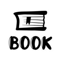 icono de libro de fideos dibujado a mano aislado sobre fondo blanco. simple pasatiempo de lectura de vectores. ilustración de libros escolares, concepto de educación. plantilla de diseño de logotipo de biblioteca. vector