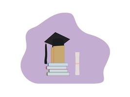 flat design of toga and stack of books vector