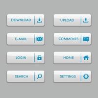 Vector set of white button web icon.