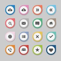 Vector set colorful round button icon web design.search,support,home,settings,upload,download.cancel,accept,menu.