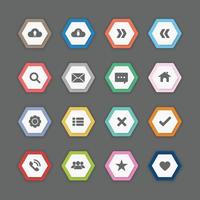 conjunto de vectores icono de botón de polígono de colores diseño web.búsqueda,soporte,inicio,configuración,cargar,descargar.cancelar,aceptar,menú.