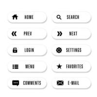 Vector set of long white buttons for web design.