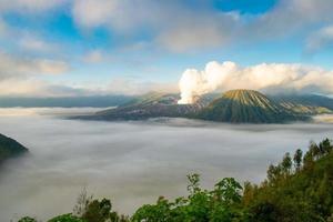 View of the Bromo volcano in the morning before sunrise photo