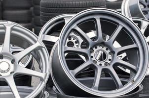 Wheel rims on showcase photo