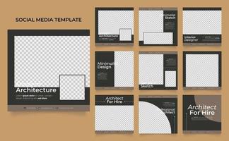 social media template banner house architecture service promotion vector