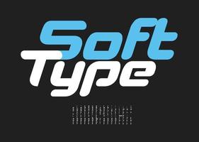Soft geometric alphabet. Modern Latin font, technological type for modern sport and techno logo, headline, title, monogram, lettering, typography, branding, and merchandise. Vector typographic design.