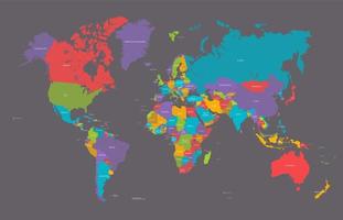 mapa político mundial de la tierra en la paleta de colores retro, ilustración vectorial vector