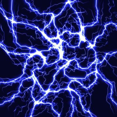 Lightning background, ice cracks pattern, thunder strikes, electric charge, blue plasma texture. Vector illustration.
