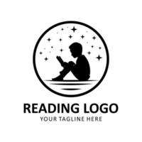 logotipo de niños leyendo vector