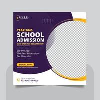 Back to school admission social media post banner or square flyer template vector