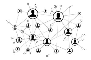 Social network scheme concept. People icons connected to each other vector