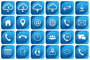 Business icon set for web and mobile. Contact us Communication set. Square rounded 3D style vector illustration