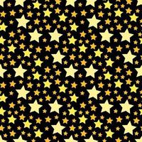 Seamless pattern with yellow stars on black background for fabric, textile, clothes, tablecloth and other things. Vector image.