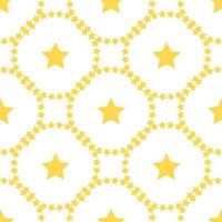 Seamless pattern with creative yellow stars on white background for fabric, textile, clothes, tablecloth and other things. Vector image.