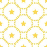 Seamless pattern with creative yellow stars on white background for fabric, textile, clothes, tablecloth and other things. Vector image.