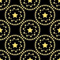 Seamless pattern with yellow stars on black background. Vector image.