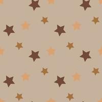 Seamless pattern with simple brown stars on beige background. Vector image.