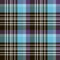 Seamless pattern in dark brown, white, bright blue and purple colors for plaid, fabric, textile, clothes, tablecloth and other things. Vector image.