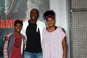 LOS ANGELES - APR 4  Isaiah Crews, Terry Crews, Wynfrey Crews at the  Rampage  Premiere at Microsoft Theater on April 4, 2018 in Los Angeles, CA photo