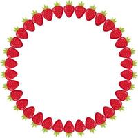 Round frame with stylish strawberry on white background. Vector image.