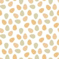 Seamless pattern with positive Easter eggs on white background. Vector image.