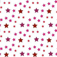 Seamless pattern with simple dark pink and red stars on white background. Vector image.