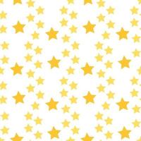 Seamless pattern with simple yellow stars on white background. Vector image.