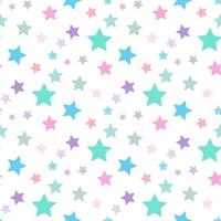 Seamless pattern with multicolored stars on white background. Vector image.