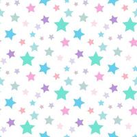 Seamless pattern with multicolored stars on white background. Vector image.