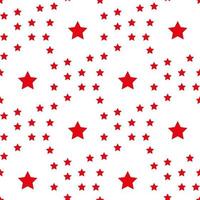 Seamless pattern with red stars on white background. Vector image.