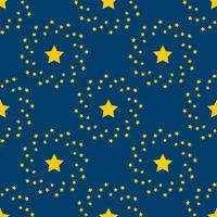 Seamless pattern with creative yellow stars on blue background. Vector image.