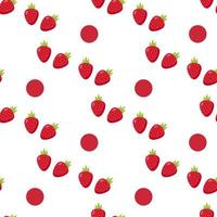 Seamless pattern with little stylish strawberry on white background. Vector image.