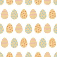 Seamless pattern with Easter eggs on white background. Vector image.