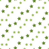 Seamless pattern with simple green stars on white background. Vector image.