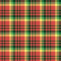 Seamless pattern in bright red, green and light and dark yellow colors for plaid, fabric, textile, clothes, tablecloth and other things. Vector image.