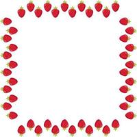 Square frame with beautiful stylish strawberry on white background. Vector image.