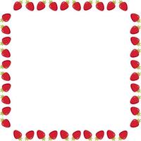 Square frame with cozy stylish strawberry on white background. Vector image.