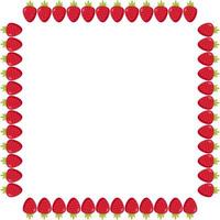 Square frame with stylish strawberry on white background. Vector image.