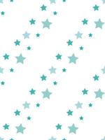 Seamless pattern with simple water green stars on white background. Vector image.