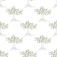 Seamless pattern with stylish tree on white background. Vector image.