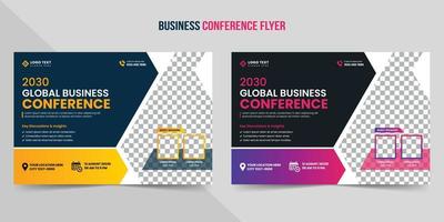 Creative Business conference flyer or webinar horizontal flyer and invitation banner design vector