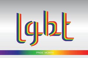 LGBT text in rainbow stripes on a white background. vector