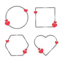 Set of vector frames with hearts