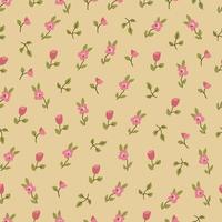 Seamless pattern with pink flowers. Cute little flower vector print for summer. Feminine background for textile, fabric, paper.