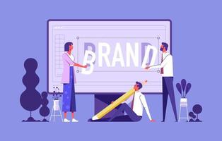 Marketing and promotional campaign. Brand awareness building. Branded workshop. workshop organized by brand, useful marketing event concept, businessman build their brand vector