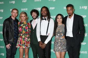 LOS ANGELES  FEB 27 - Andrew Santino, Taylor Misiak, Dave Burd, Gata, Christine Ko, Travis Bennett at the Dave Premiere Screening from FXX at the DGA Theater on February 27, 2020 in Los Angeles, CA photo