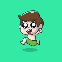 Cute Illustration of Happy Little Boy Playing on the Beach vector