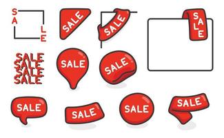 red sale sticker text kawaii doodle flat vector illustration